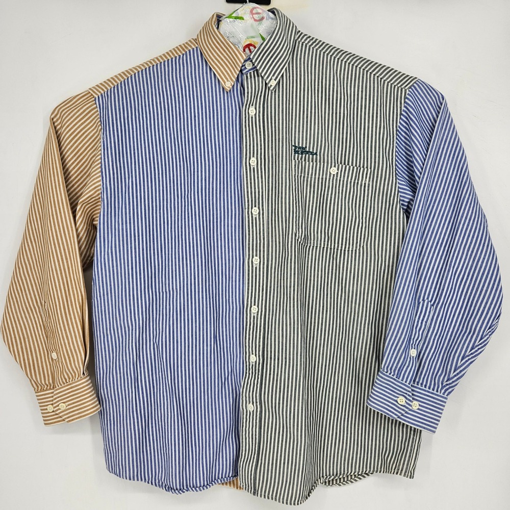Vintage Mo Betta Shirt Mens Large Striped Color Block Western Rodeo Long Sleeve